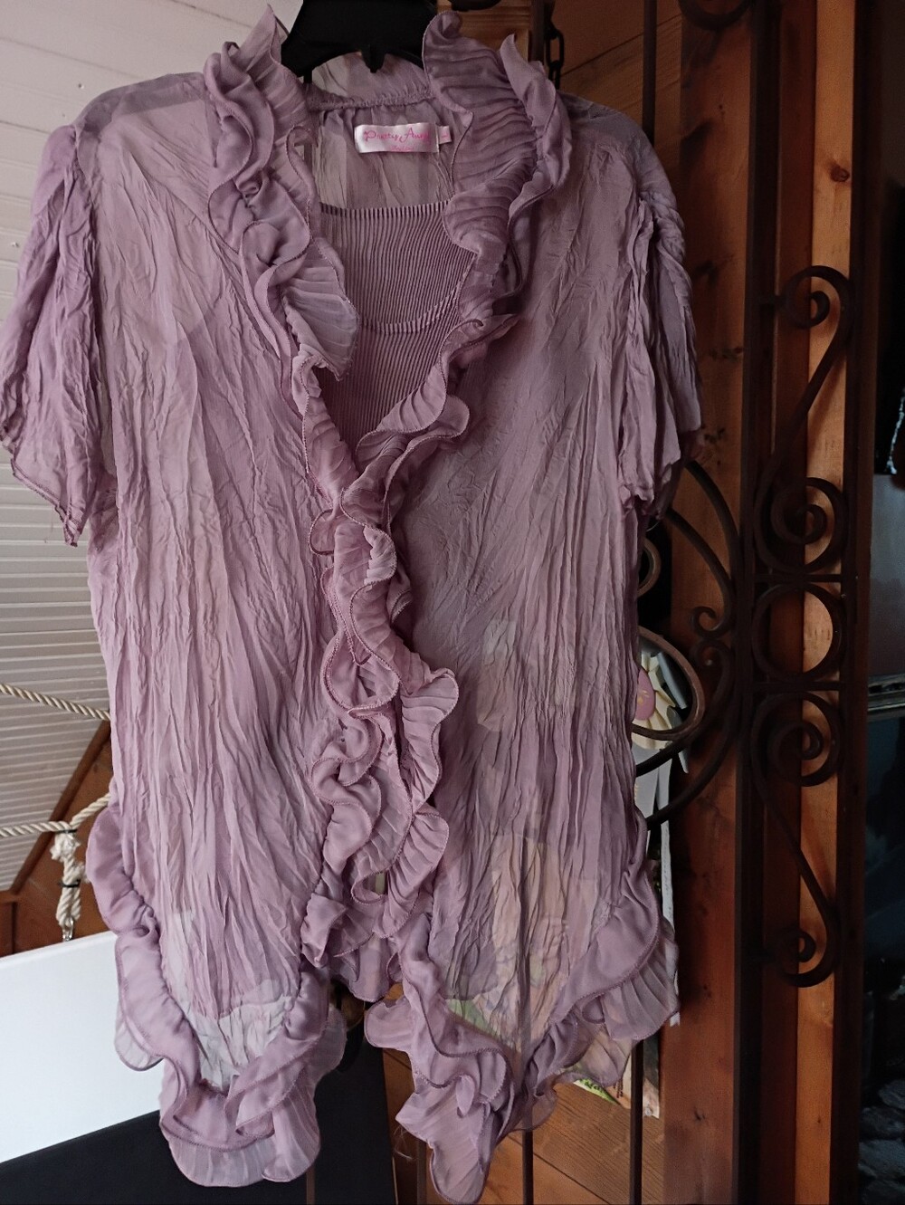 Lilac Ruffled Short-Sleeve Blouse - Women's Sleeveless Top and Blouse Set